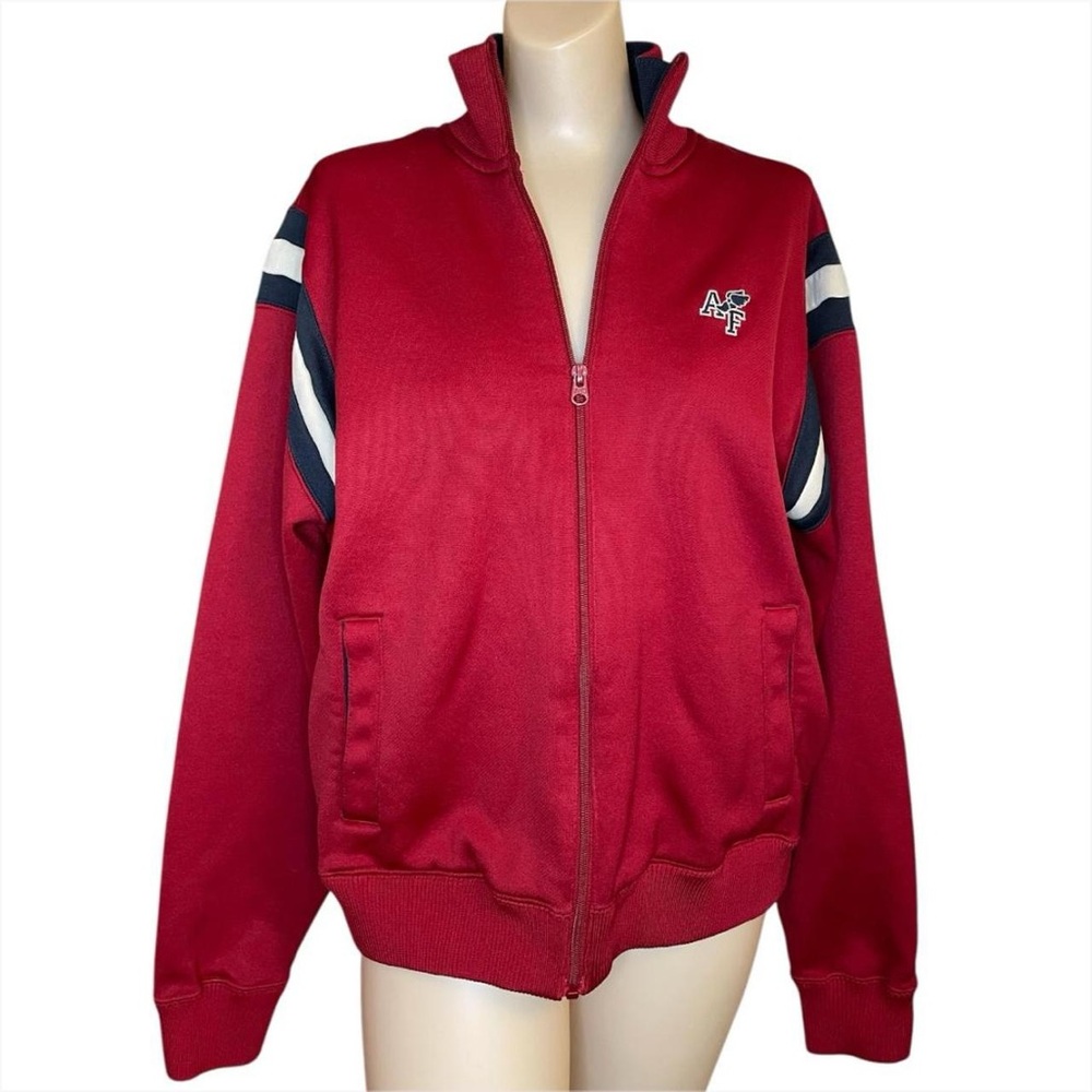 Abercrombie & Fitch Red Bomber Jacket with Navy Accents